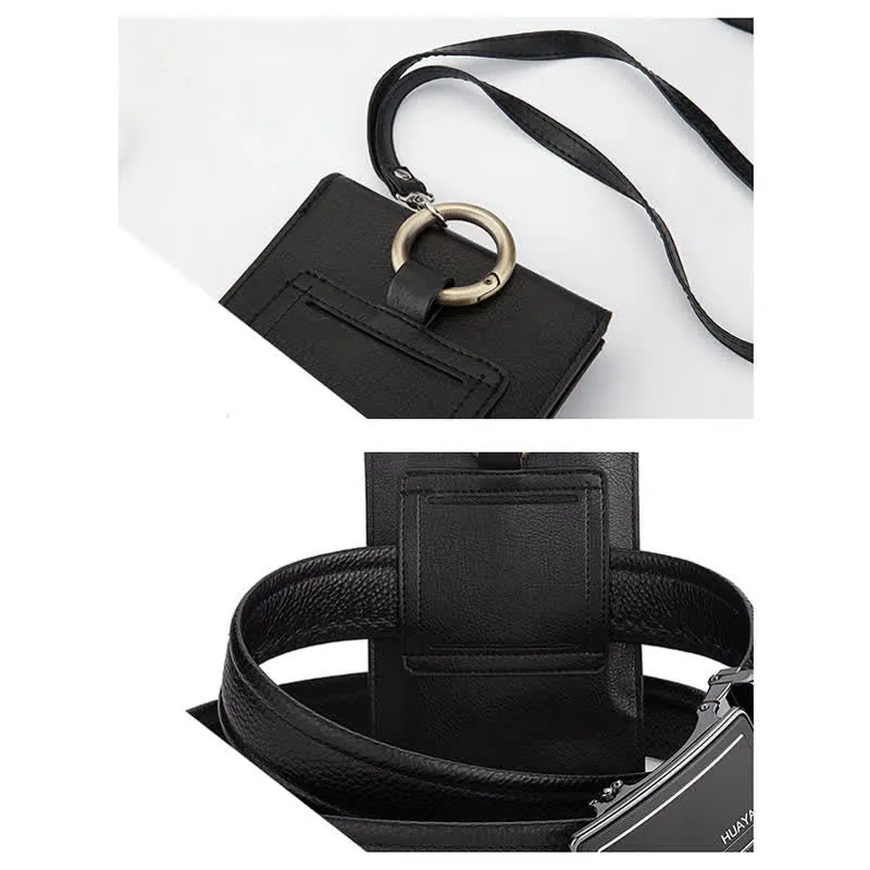 Punk Black Skull Cross Leather Belt Bag