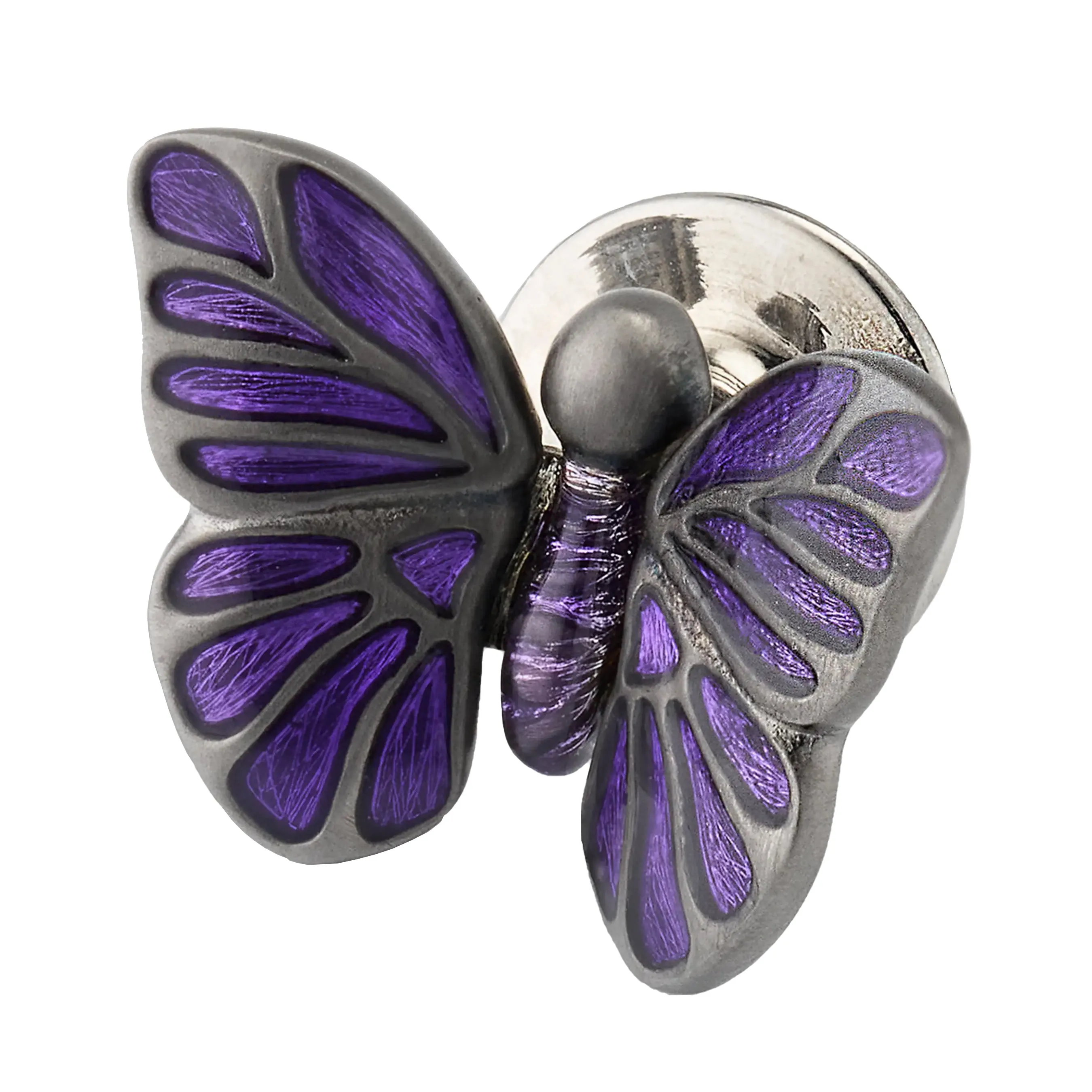 Purple Hand Painted Enamel Butterfly Sterling Silver Lapel Pin I Jan Leslie