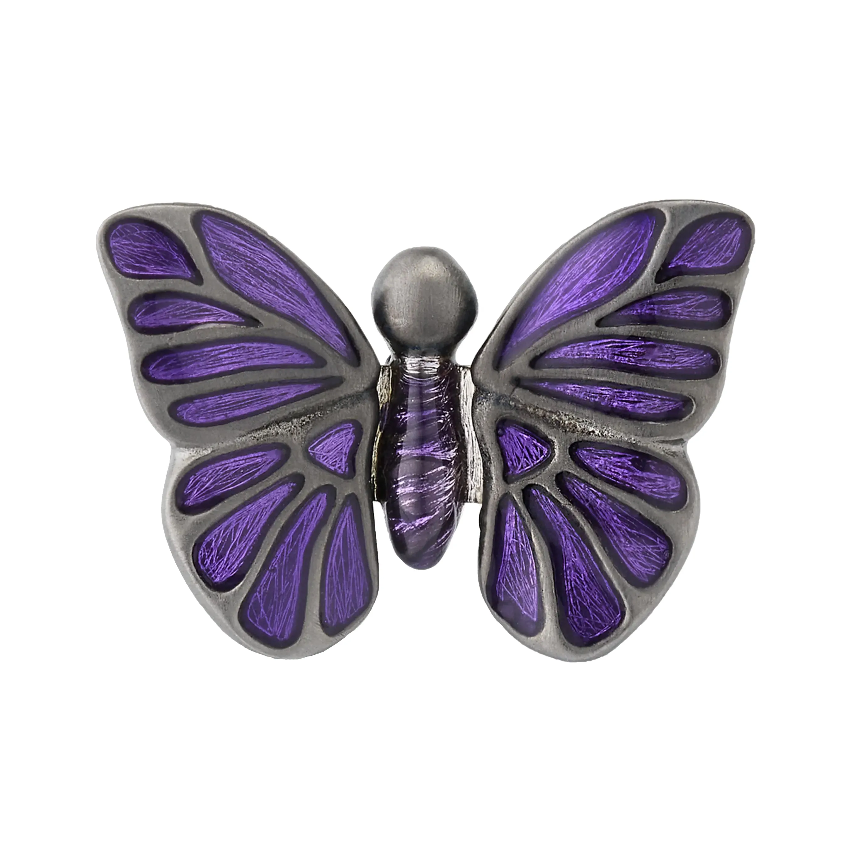 Purple Hand Painted Enamel Butterfly Sterling Silver Lapel Pin I Jan Leslie