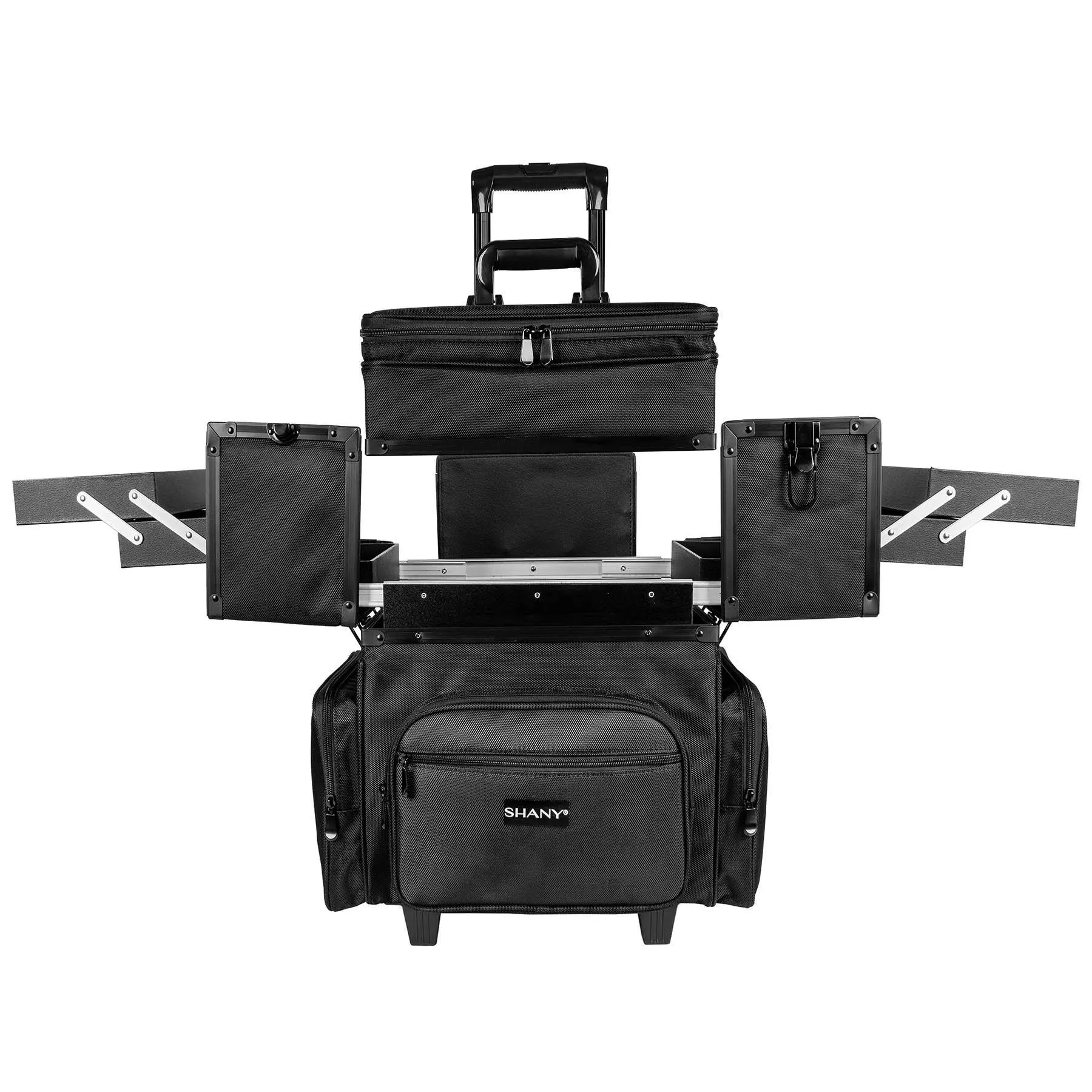 SHANY Large Travel Makeup Trolley Storage Case - BLACK