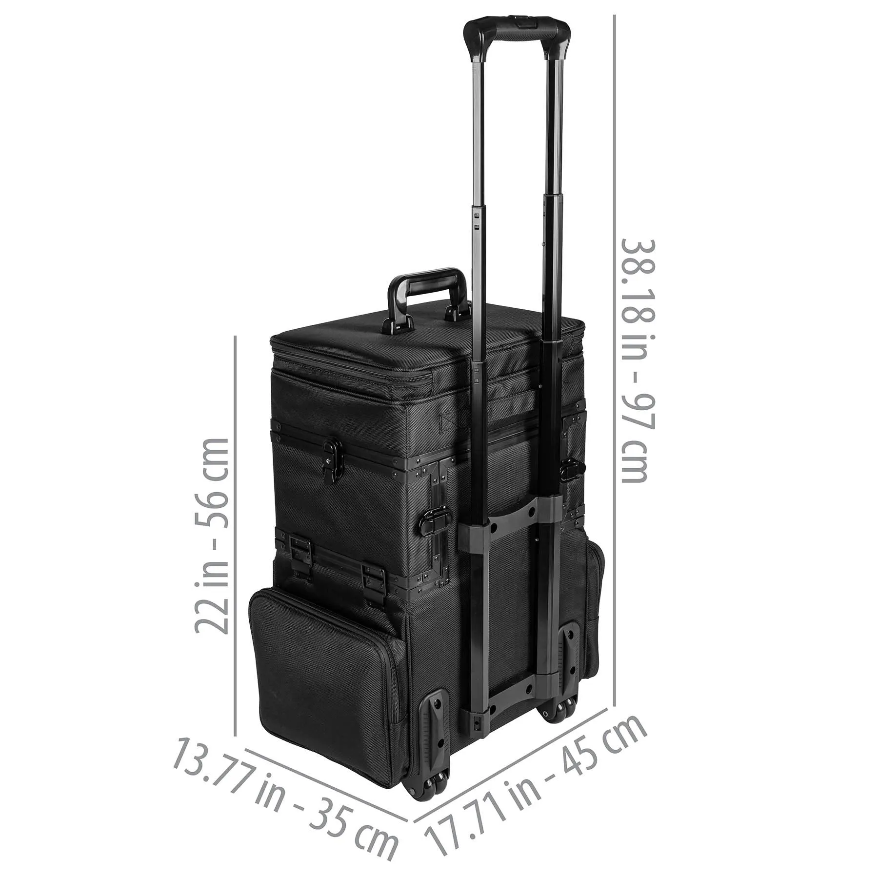 SHANY Large Travel Makeup Trolley Storage Case - BLACK