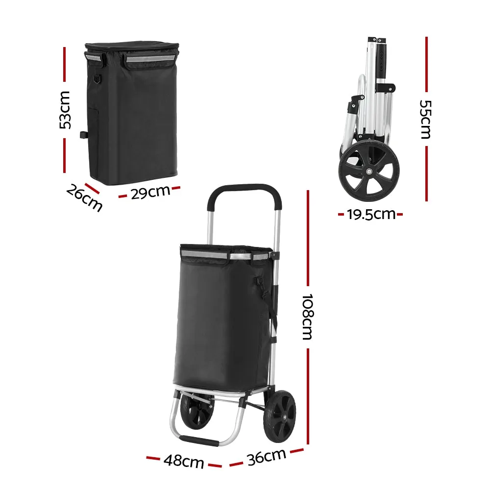 Shopping Trolley Cart Foldable 45KG - Black