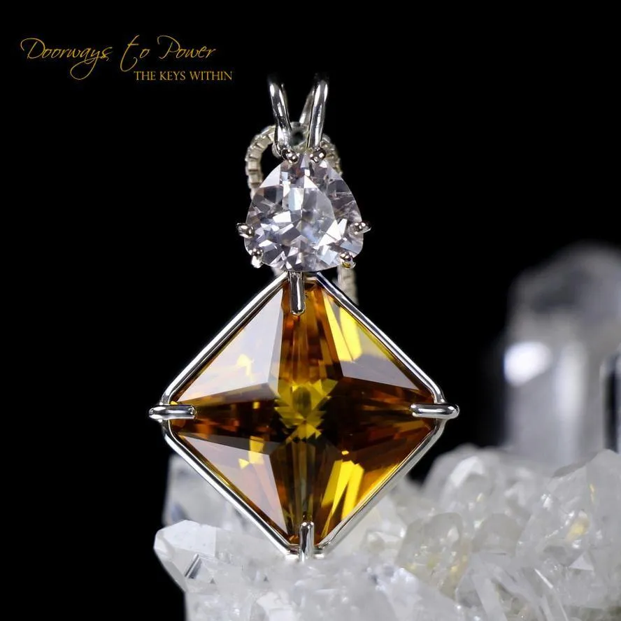 Siberian Gold Quartz & Danburite Magician Stone Pendant