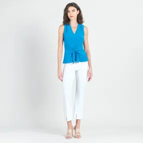 Sleeveless V-Neck Center Front Tie Top - Brilliant Blue - Final Sale!