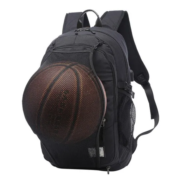 Sport Basketball Backpack Laptop School Bag With Football Basketball Net