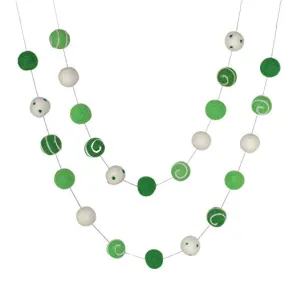 St. Patrick's Day Felt Ball Garland- Green Swirls & Dots