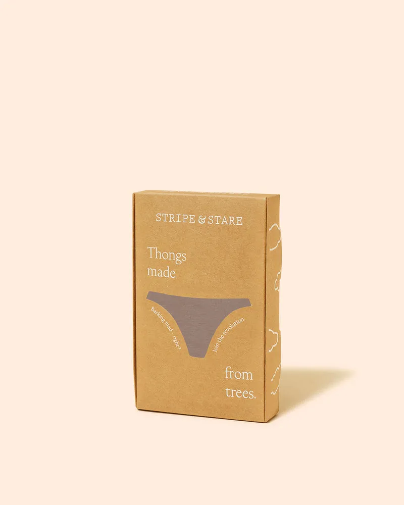 Stripe & Stare High Waist Thong in Taupe