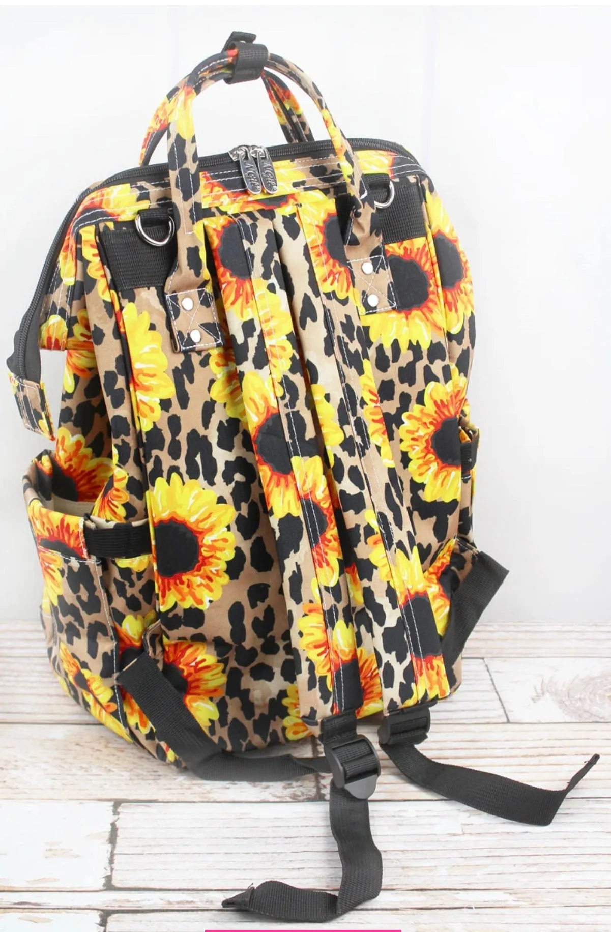 Sunflower and Leopard Print Diaper Bag Back Pack  (NGIL Brand)