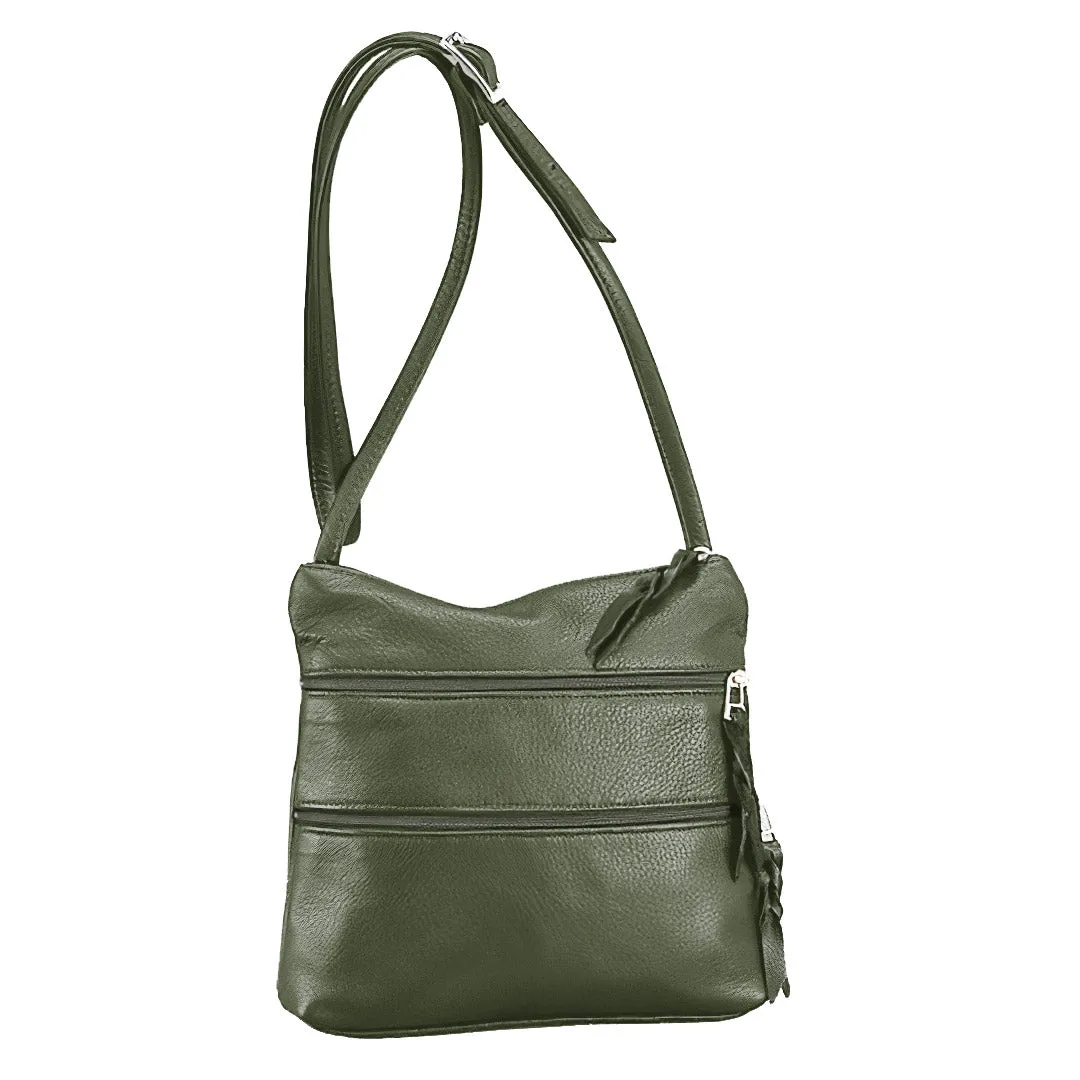 Sven multi-zip leather crossbody bag