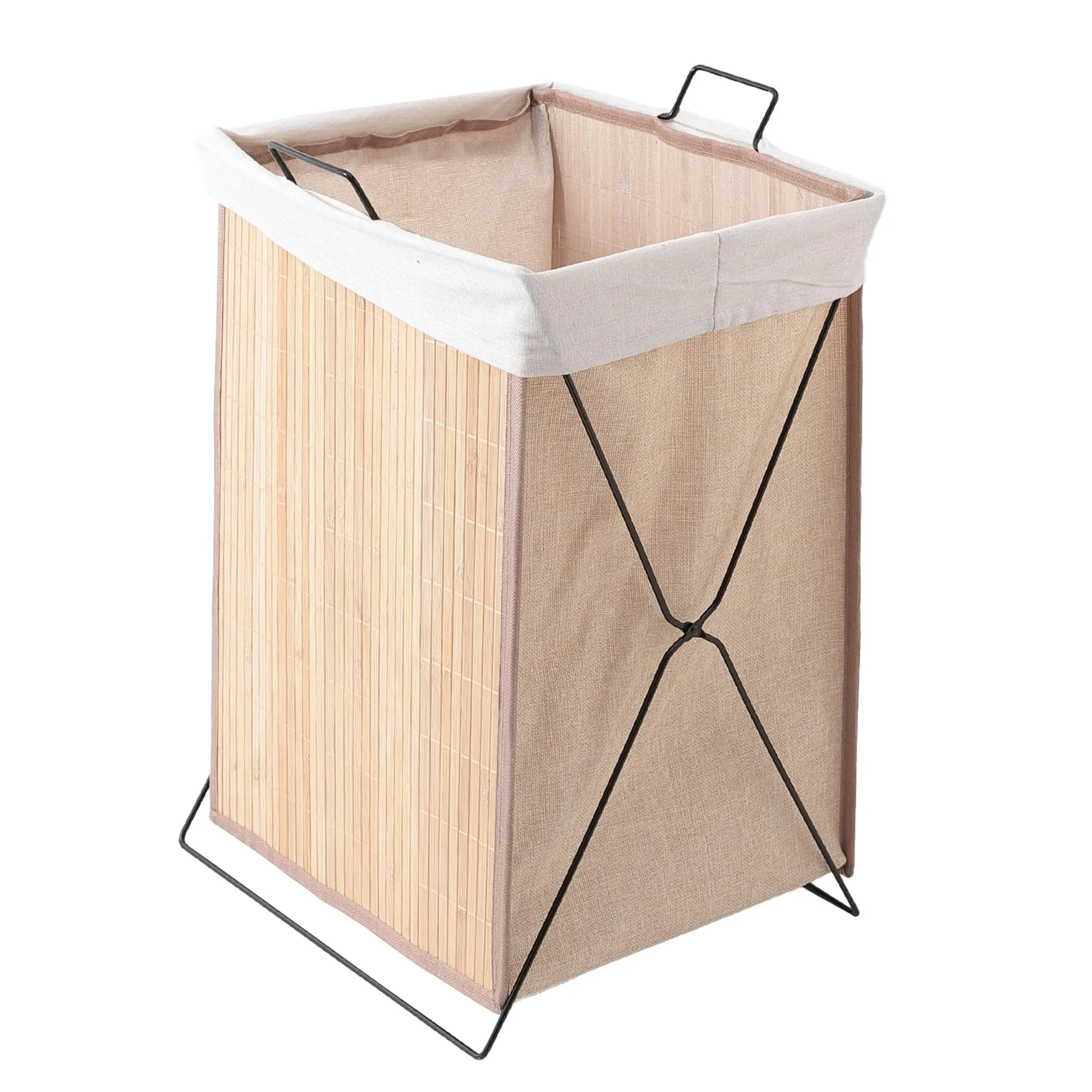 The Better Home Bamboo Laundry Bag 72 Litres With Lid (Pack of 1) | Foldable Laundry Basket For Clothes | Washing Clothes Basket | Clothes Bin - Light Brown