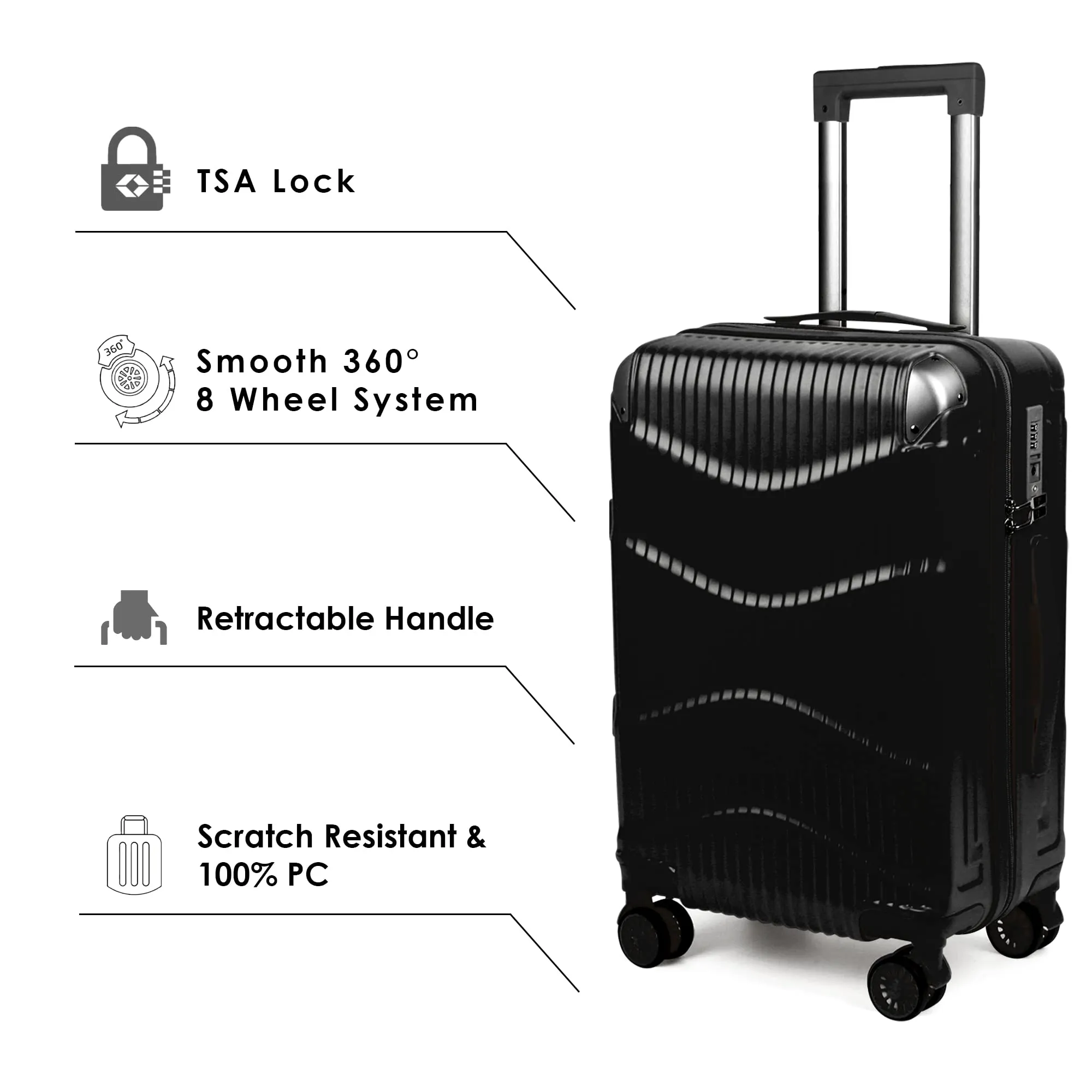 THE CLOWNFISH Ballard Series Luggage ABS & Polycarbonate Exterior Suitcase Eight Wheel Trolley Bag with TSA Lock- Yellow (Medium size, 65 cm-26 inch)