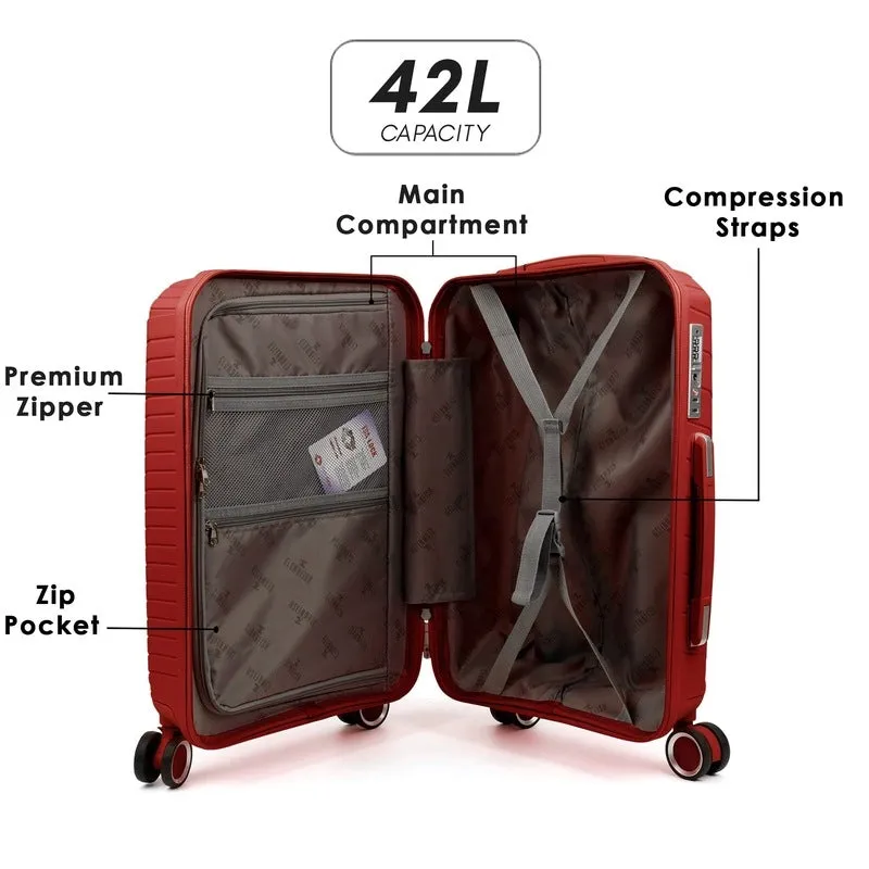 THE CLOWNFISH Denzel Series Luggage Polypropylene Hard Case Suitcase Eight Wheel Trolley Bag with TSA Lock-Red (Medium size, 66 cm-26 inch)