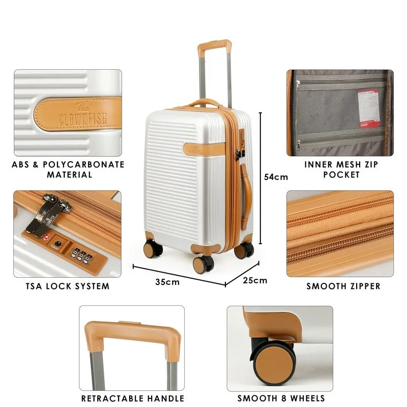 THE CLOWNFISH Kenzo Series Expandable Luggage ABS & Polycarbonate Exterior Hard Case Suitcase Eight Wheel Trolley Bag with TSA Lock- Silver (Small size, 54 cm-21 inch)