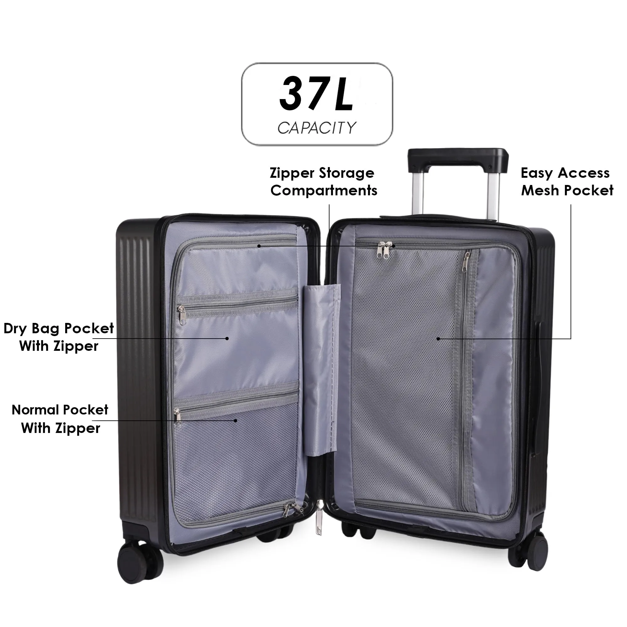 THE CLOWNFISH Trolley Bags for Travel | ABS and Polycarbonate Hard Sided Suitcase | for Travel with 8 Silent Wheels | Cabin Luggage Bag for Users