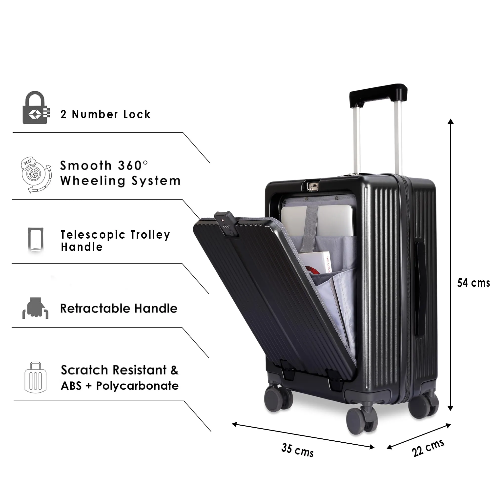 THE CLOWNFISH Trolley Bags for Travel | ABS and Polycarbonate Hard Sided Suitcase | for Travel with 8 Silent Wheels | Cabin Luggage Bag for Users