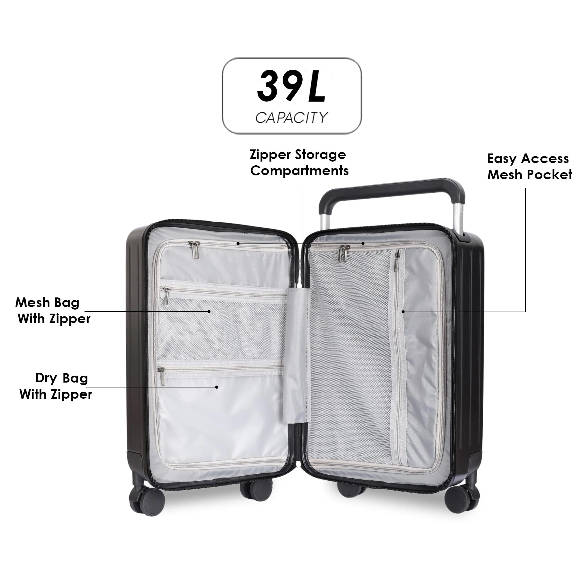 THE CLOWNFISH Trolley Bags for Travel | ABS and Polycarbonate Suitcase | Hard Sided Cabin Luggage Bag with 8 Silent Wheels for Travel | TSA Lock, 360 Degree Rotation | 20 Inch/55cm | Black