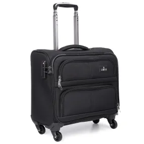 THE CLOWNFISH Wanderer Luggage Polyester Softsided Check-in Suitcase 4 Wheel Trolley Bag Laptop Roller Case (44 cms, Charcoal Black)