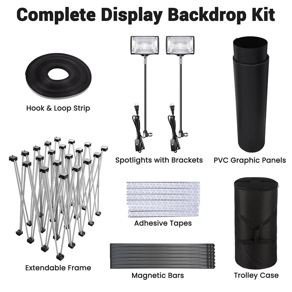 TheLAShop 10'x8' Curved Trade Show Display Booth Pop Up Black w/ Case