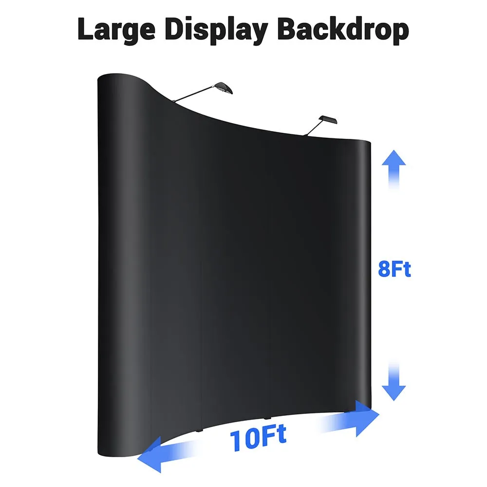 TheLAShop 10'x8' Curved Trade Show Display Booth Pop Up Black w/ Case