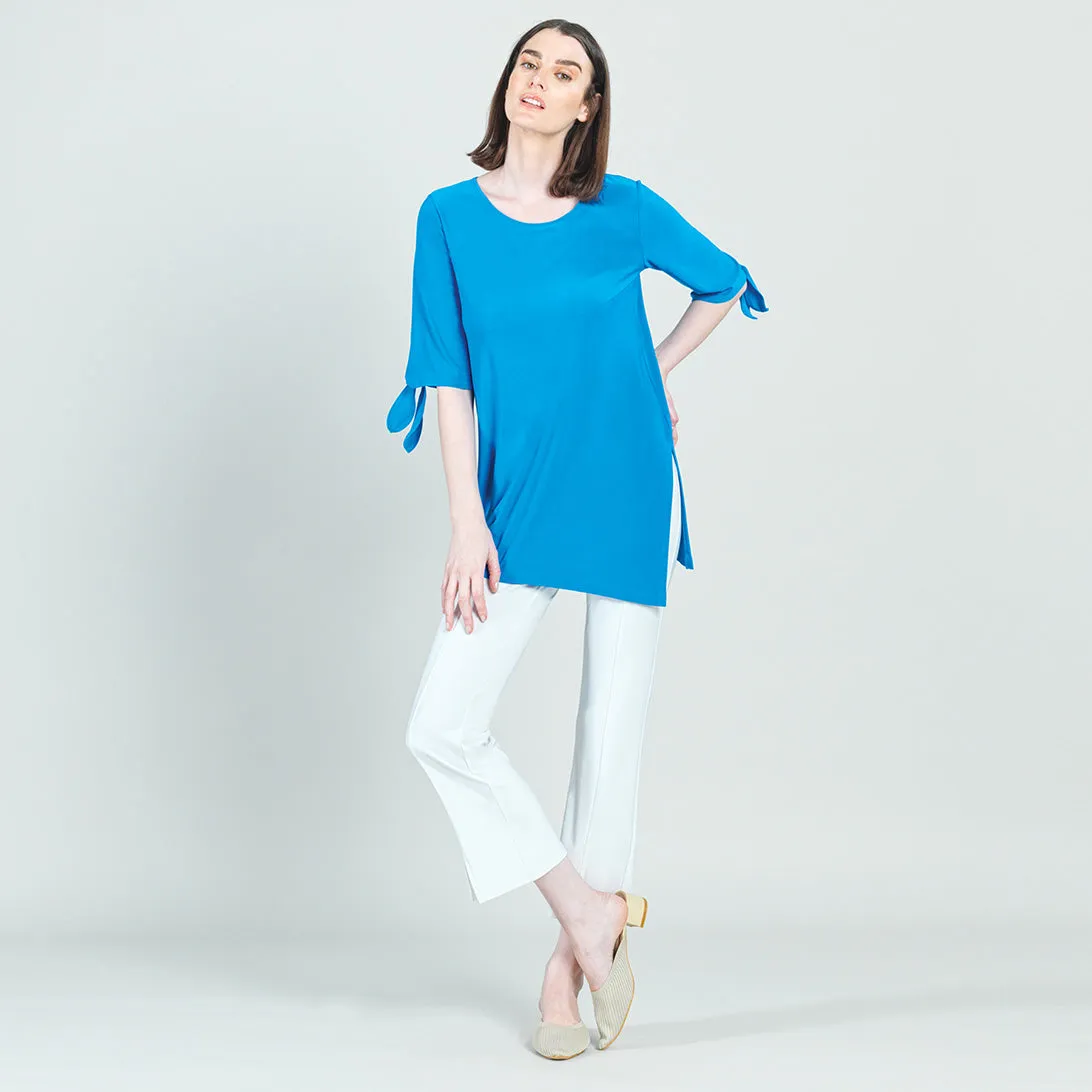 Tie Cuff Asymmetrical Vent Tunic - Brilliant Blue - Final Sale!