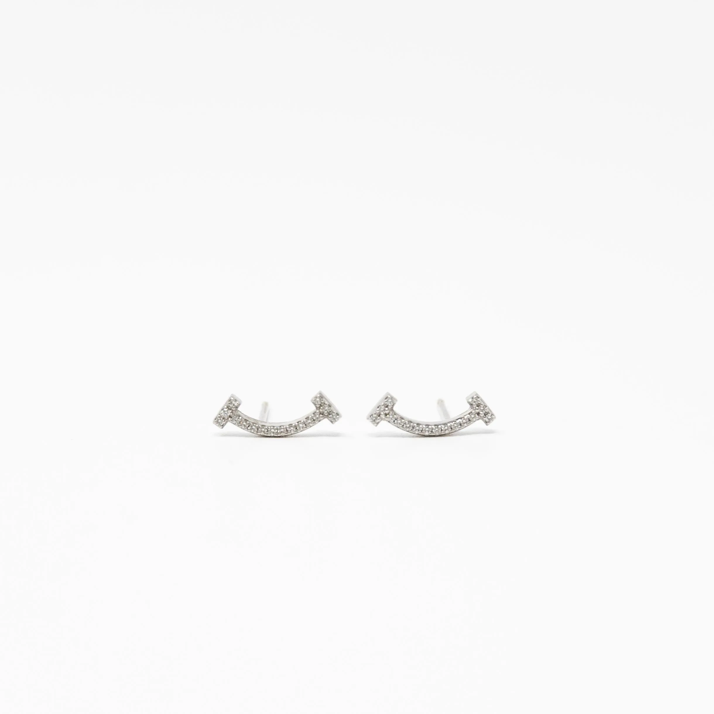 Tiffany & Co. White Gold T-Smile Diamond Earrings