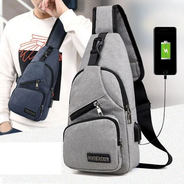 Travel Sling Shoulder USB Charge Chest Bag Men Casual Multifunction Waterproof Crossbody Bag Women Short Trip Unisex Women Bag