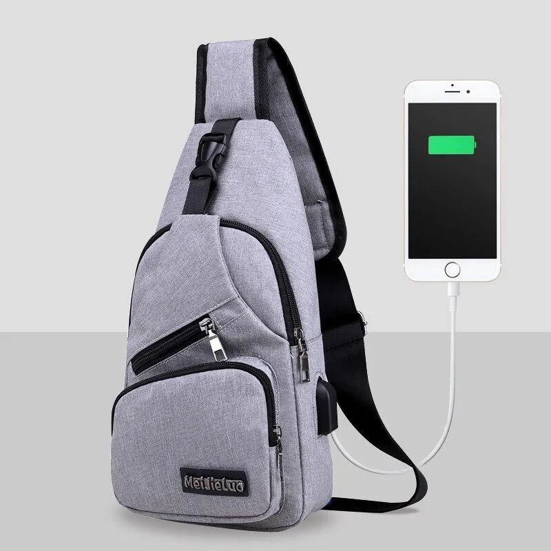 Travel Sling Shoulder USB Charge Chest Bag Men Casual Multifunction Waterproof Crossbody Bag Women Short Trip Unisex Women Bag