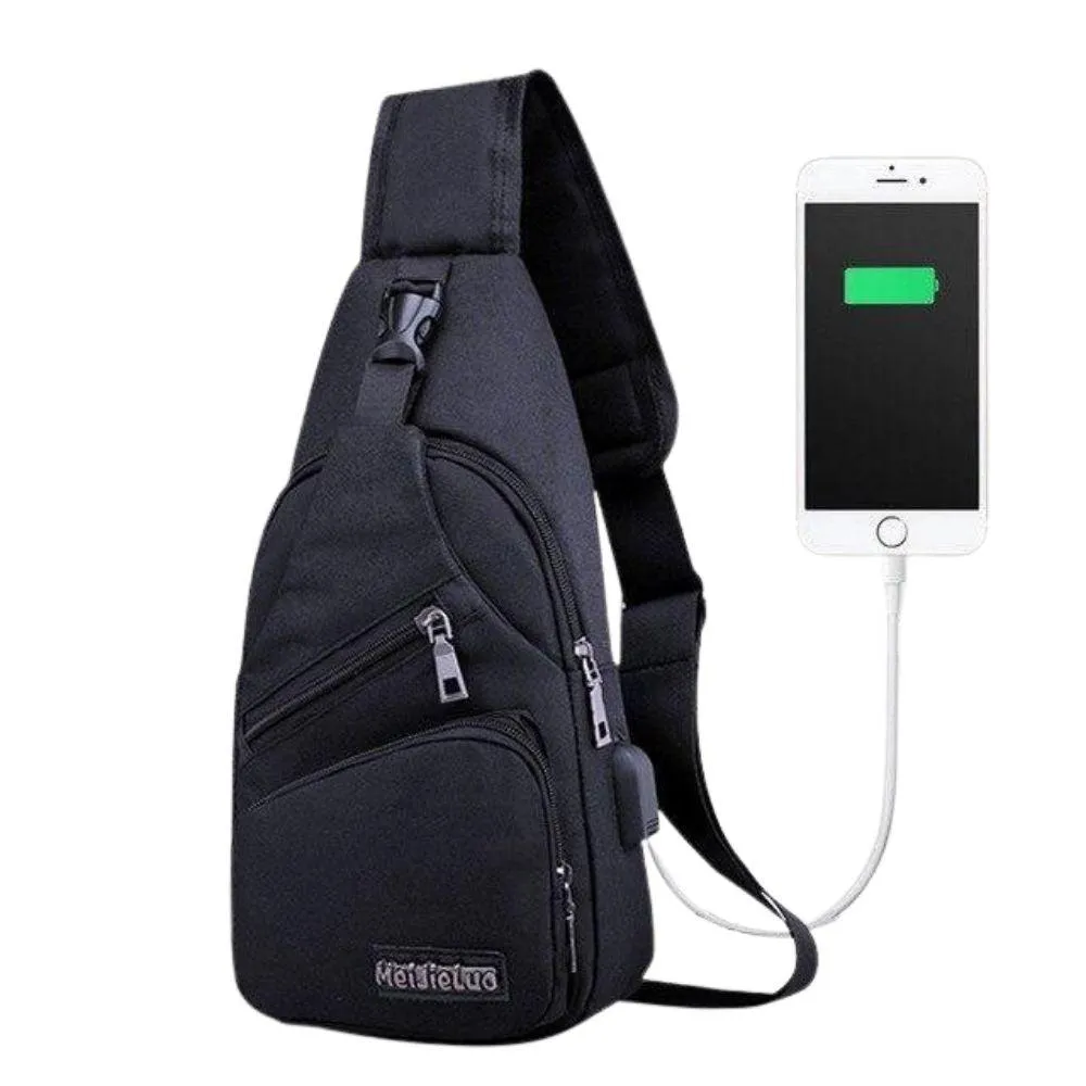 Travel Sling Shoulder USB Charge Chest Bag Men Casual Multifunction Waterproof Crossbody Bag Women Short Trip Unisex Women Bag