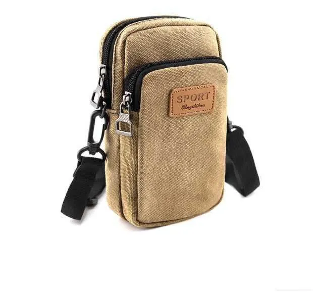 Universal Waterproof Multifunctional Men's Canvas Shoulder Bag For Phone Key