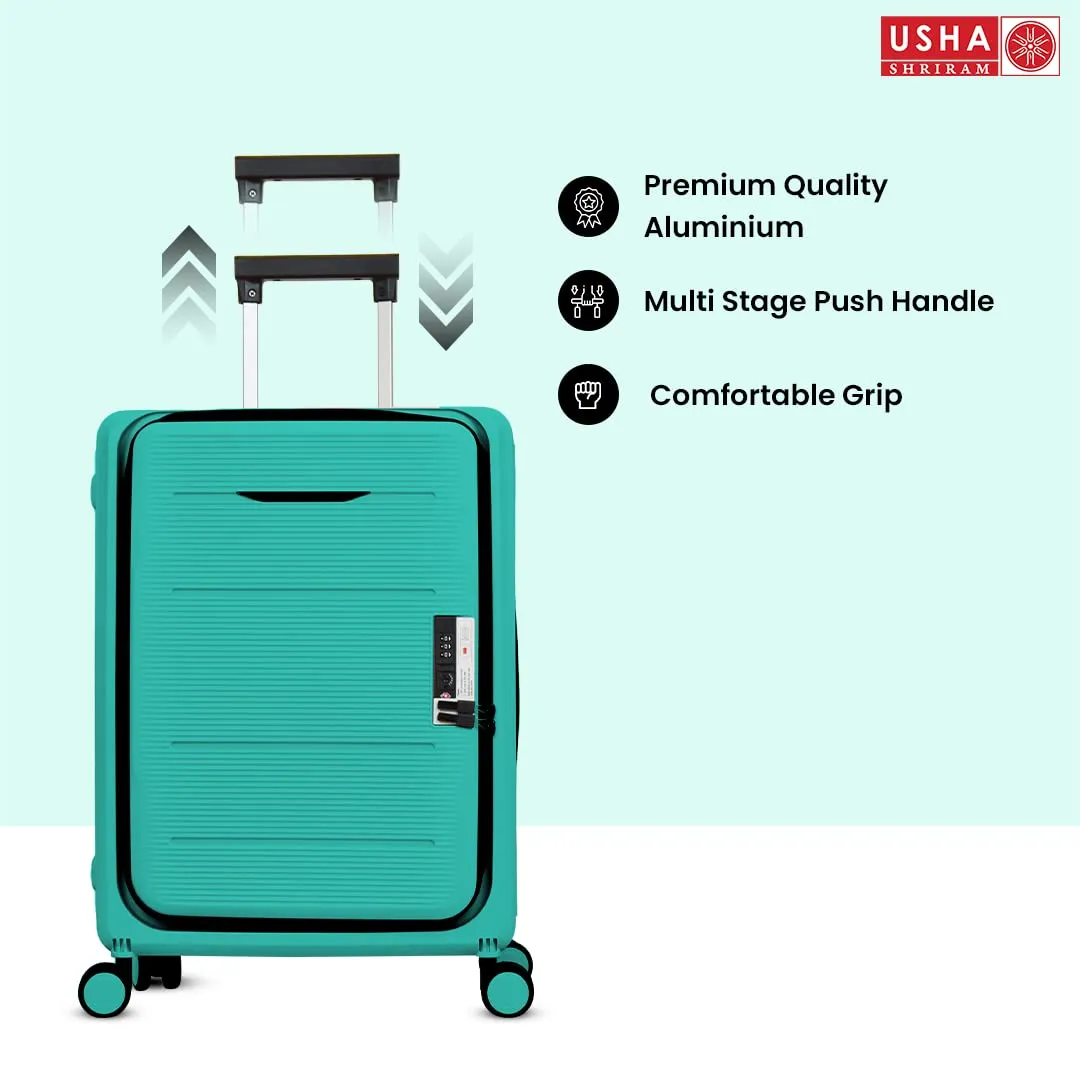 USHA SHRIRAM Cabin & Check-in Bag (2Pcs- 55cm & 65cm) Collapsible Luggage Bag| Light Mint | Suitcase for Travel | 360 Degree Wheel | Foldable Trolley Bag for Travel | Trolley Bag(Pack of 2)