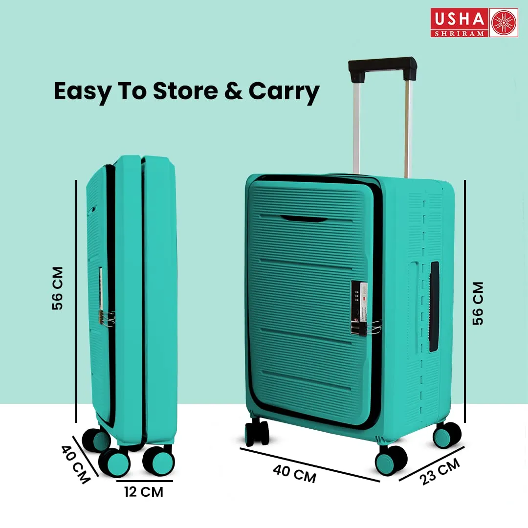 USHA SHRIRAM Cabin & Check-in Bag (2Pcs- 55cm & 65cm) Collapsible Luggage Bag| Light Mint | Suitcase for Travel | 360 Degree Wheel | Foldable Trolley Bag for Travel | Trolley Bag(Pack of 2)