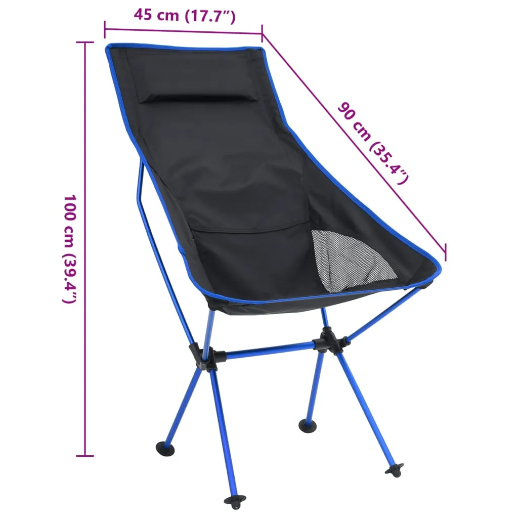 vidaXL Foldable Camping Chair PVC and Aluminium Black