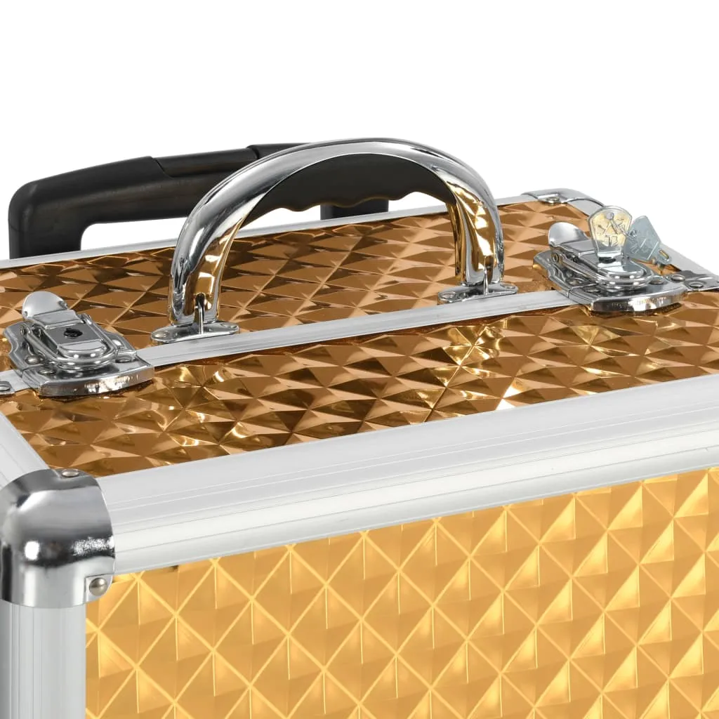 vidaXL Make-up Trolley 35x29x45 cm Gold Aluminium