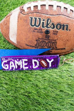 Viola Purple & White Game Day Glam Wristlet Keychain