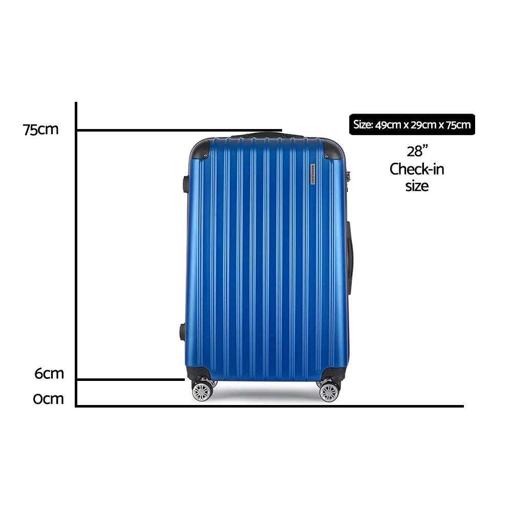 Wanderlite 28" Luggage Trolley Travel Suitcase Set TSA Lock Hard Case Shell Blue