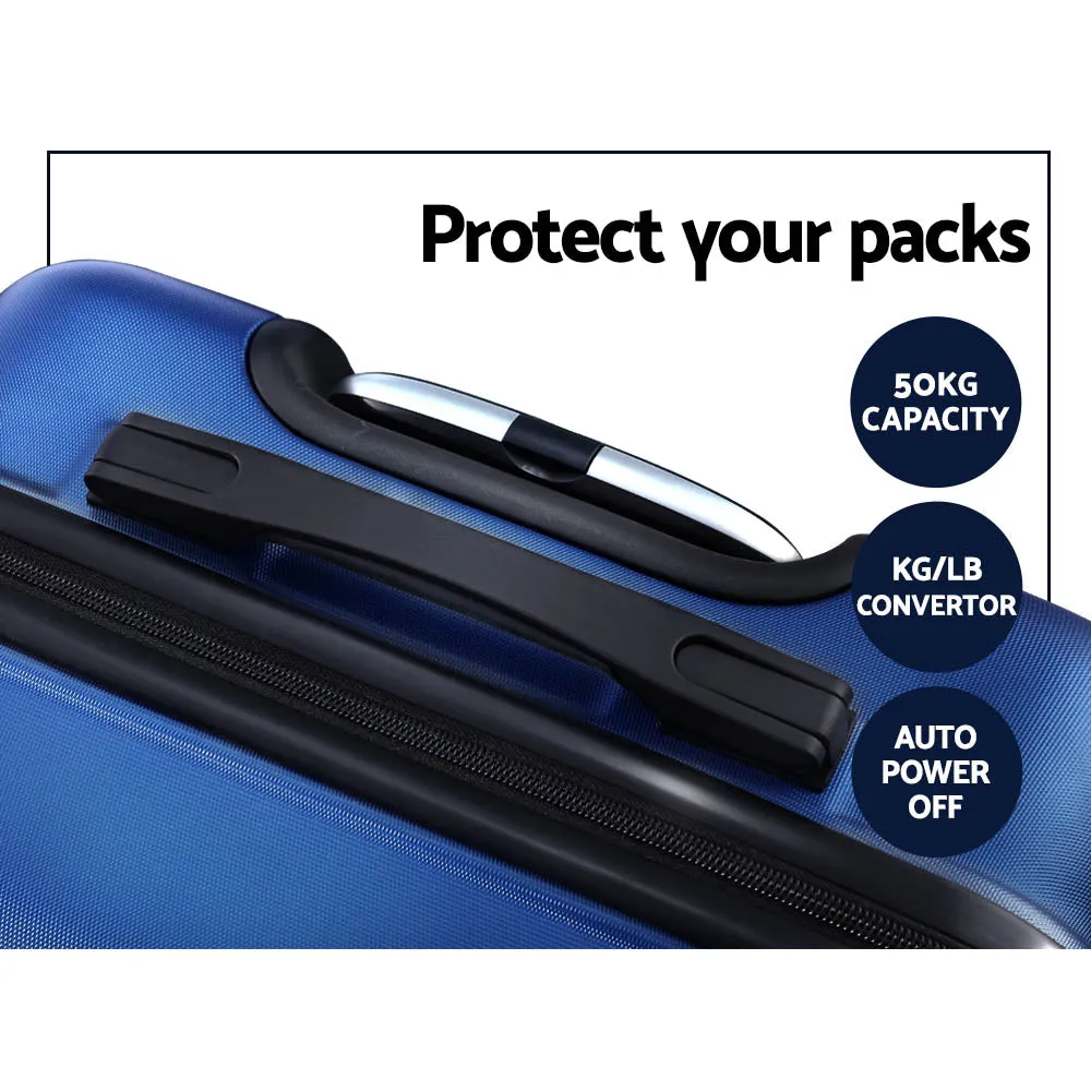 Wanderlite 2pc Luggage Trolley Travel Suitcase Set TSA Hard Case Lightweight Blue