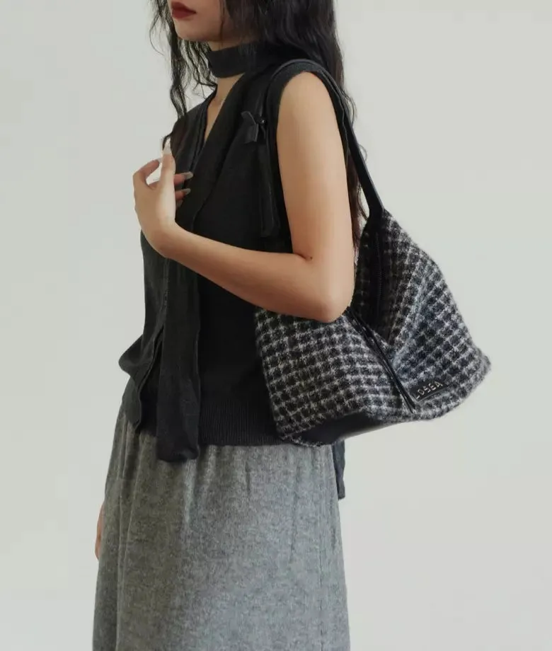 WHISPER plaid wool shoulder bag