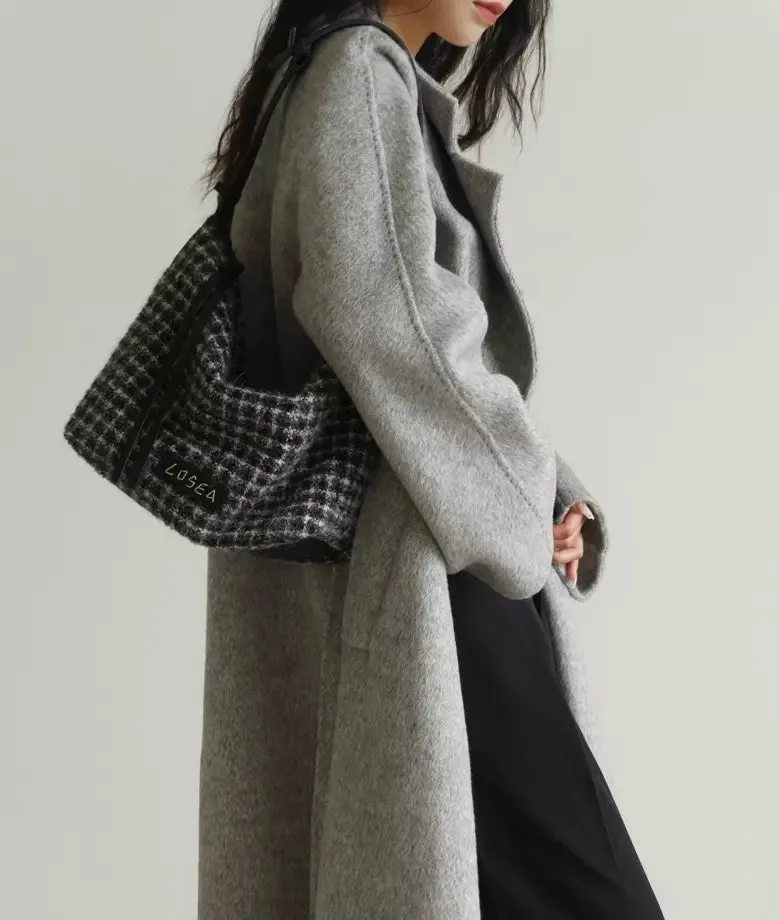 WHISPER plaid wool shoulder bag